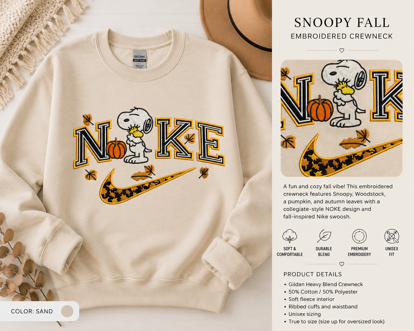SNOOPY EMBROIDERY CREWNECK SWEATER PREORDER