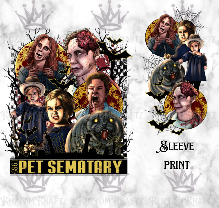 Pet scary movie w/sleeve DTF transfers