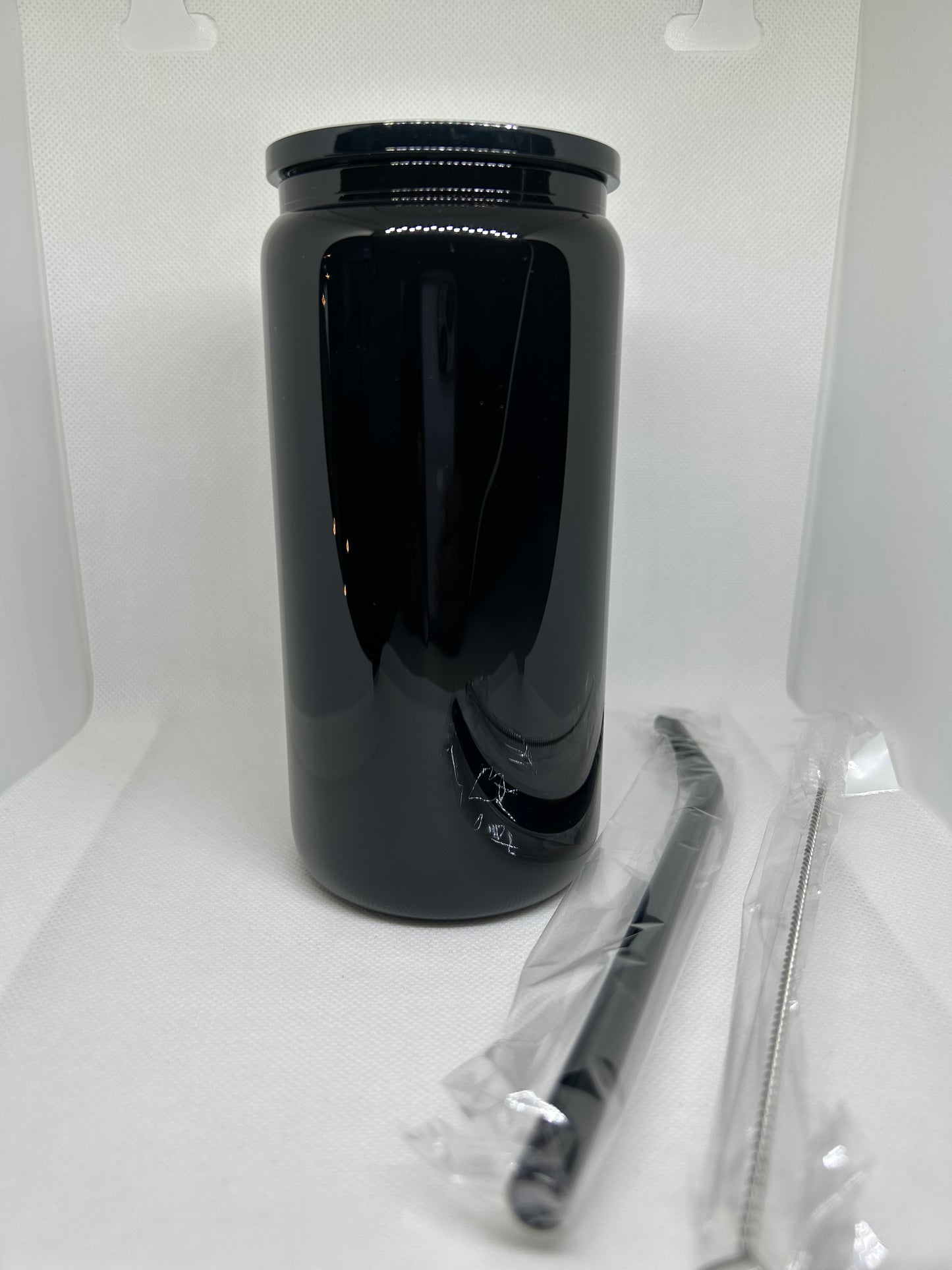 16oz Black glass can cups