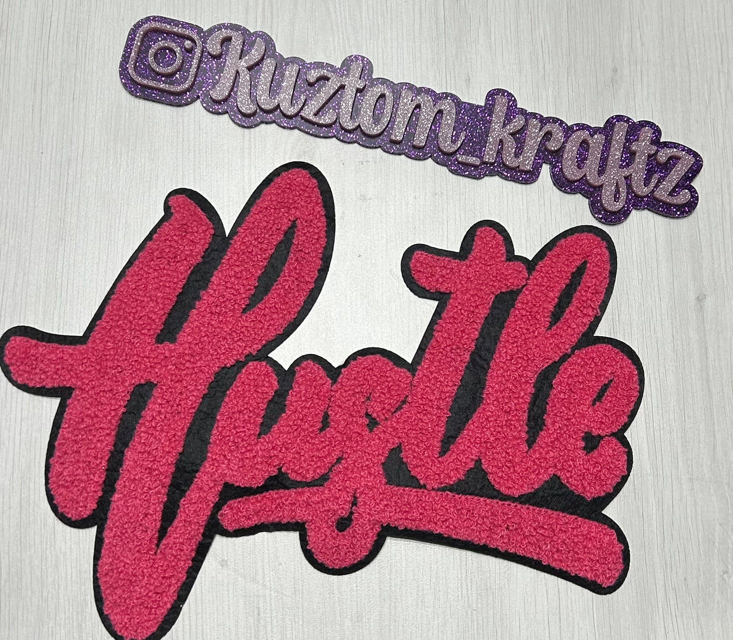 PINK HUSTLE CHENILLE PATCH