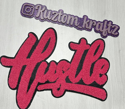 PINK HUSTLE CHENILLE PATCH
