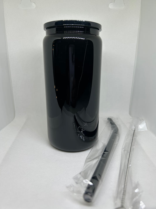 16oz Black glass can cups