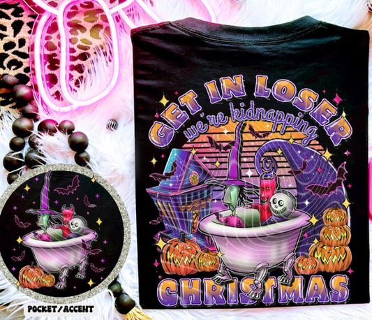 Get in loser Halloween/Christmas with pocket print or sleeve