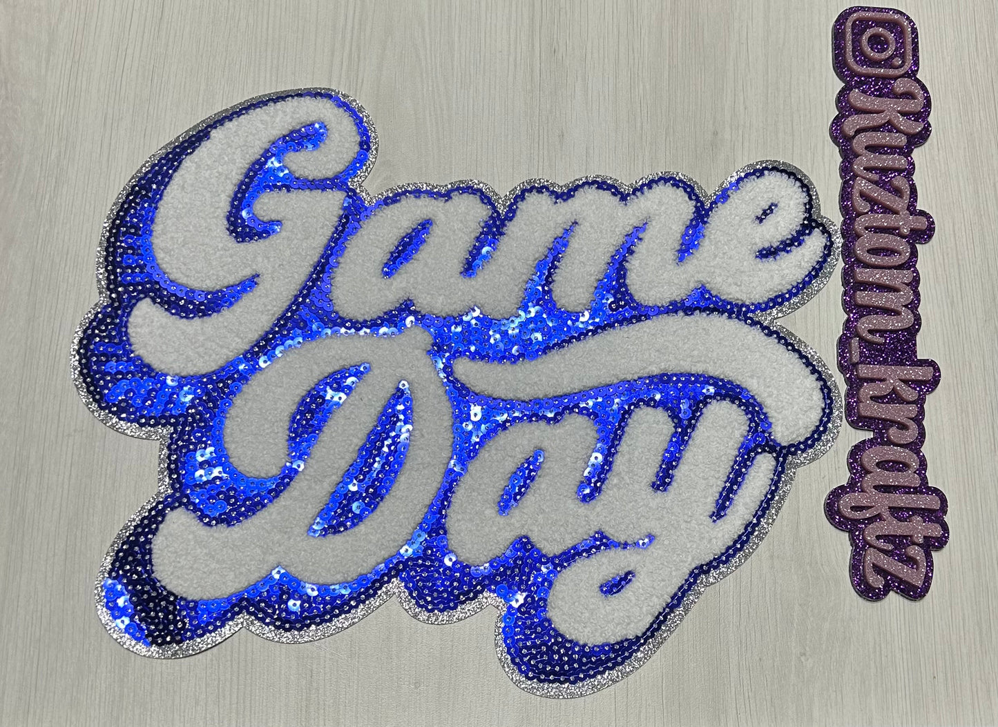 BLUE GAME DAY CHENILLE/SEQUIN PATCHES