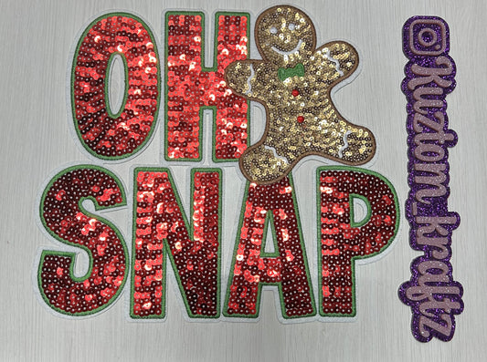 OH SNAP GINGERBREAD MAN SEQUIN PATCHES