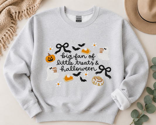 BIG FAN OF LITTLE TREATS AND HALLOWEEN CREWNECK SWEATER