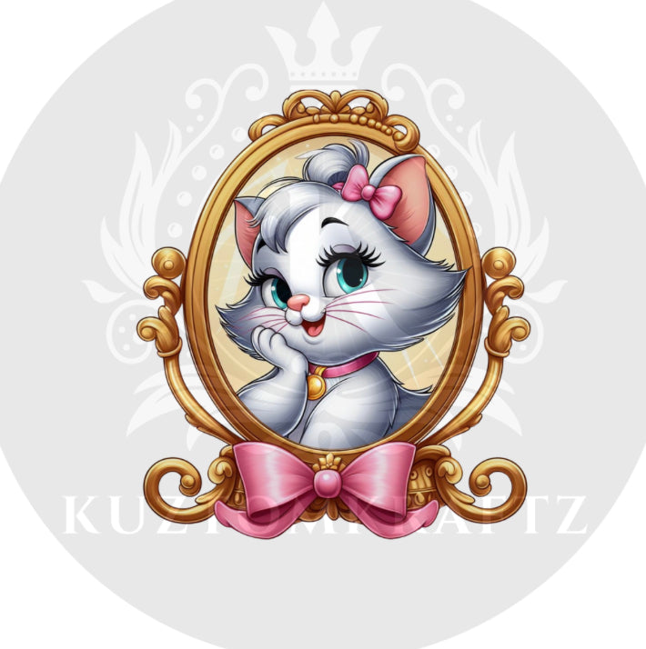 Mirror kitty DTF transfer