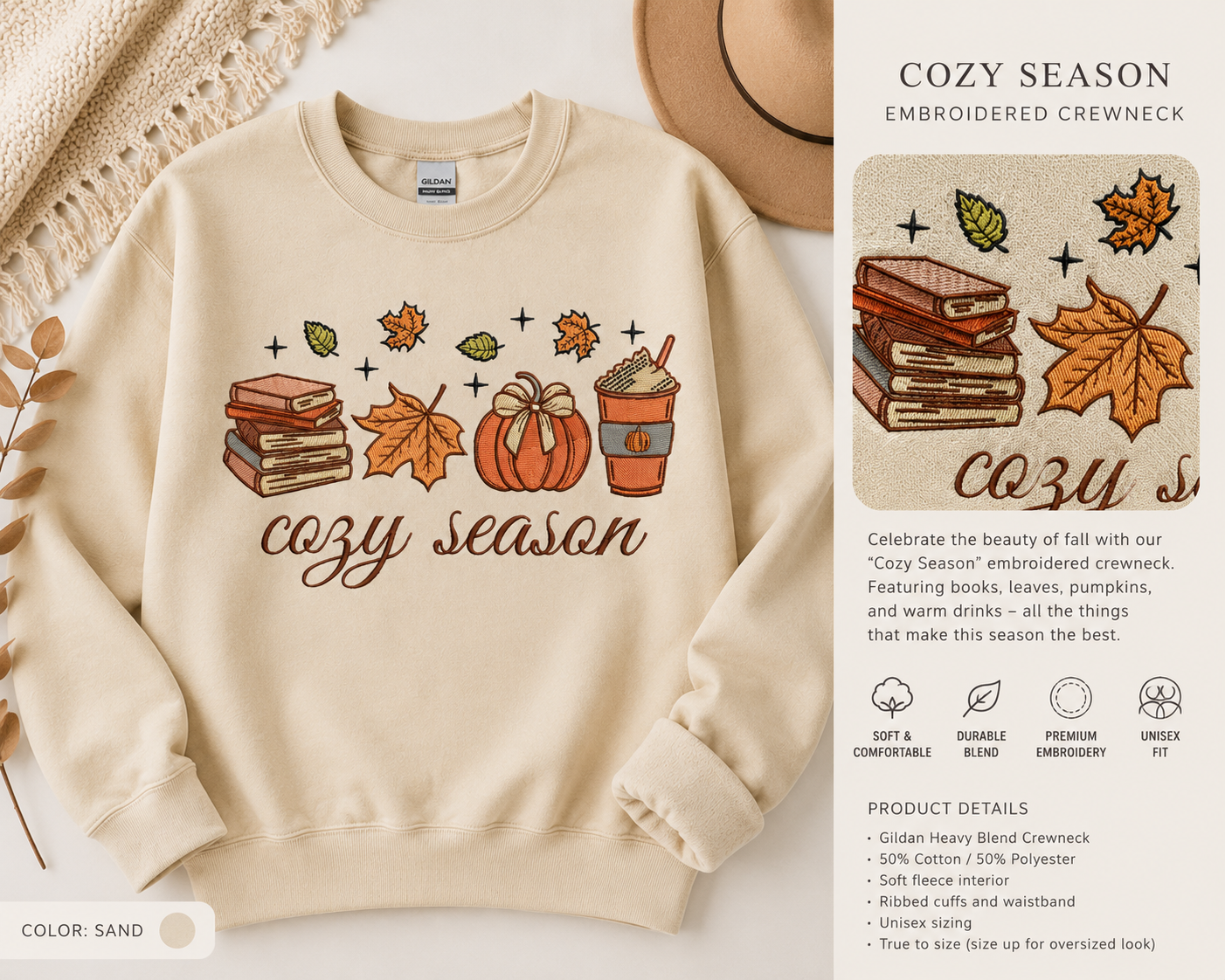 Cozy Season Embroidered Crewneck PREORDER