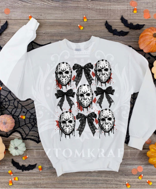 Hockey mask with bows dtf transfer