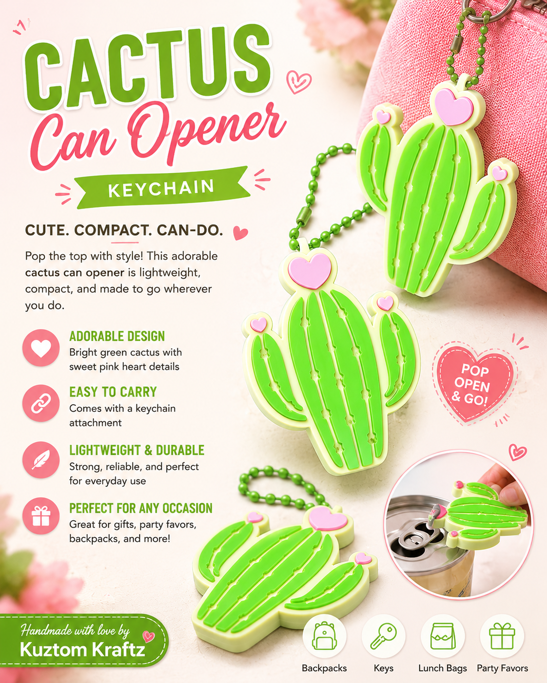 Cactus Can Opener Keychain