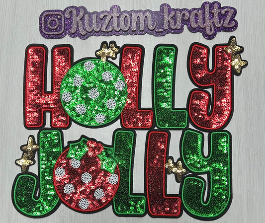 Holly Jolly sequin patches