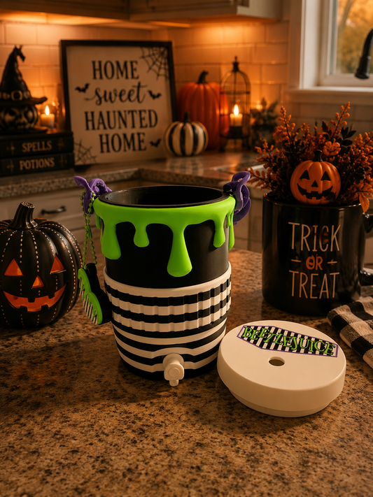 Beetlejuice theme 12oz can holder
