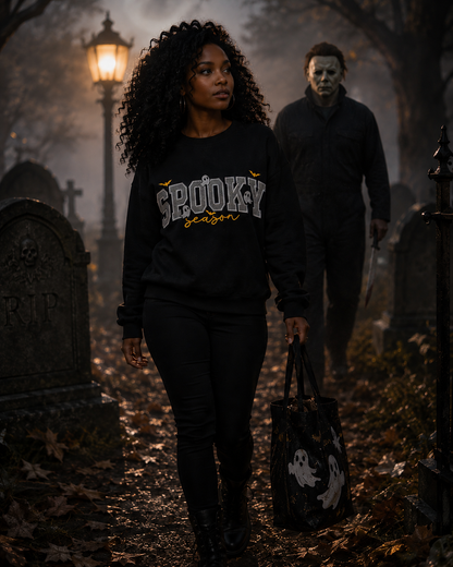 Spooky season embroidery crewneck sweatshirt