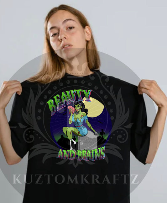 Beauty and brains DTF transfer