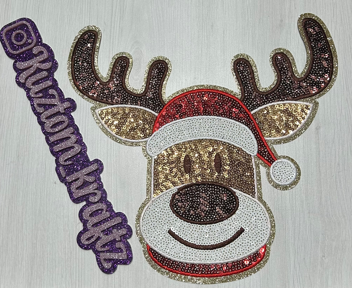 Sequin reindeer patches