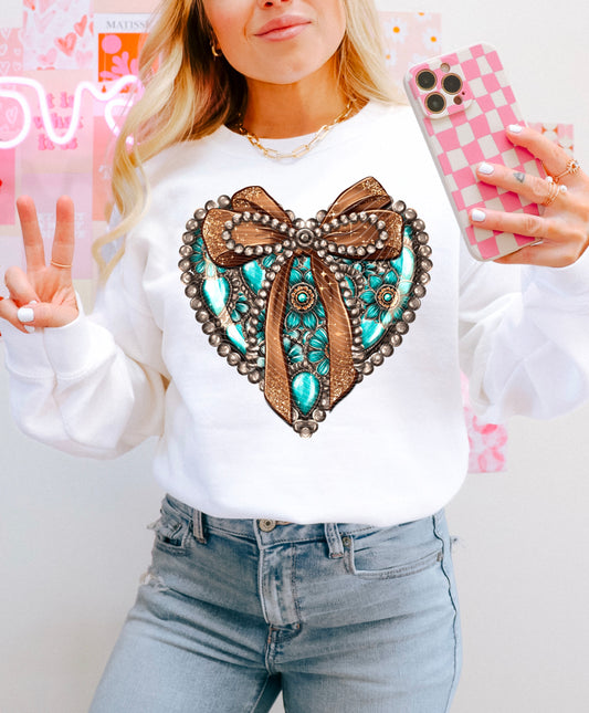 TURQUOISE DIAMOND HEART DTF TRANSFER